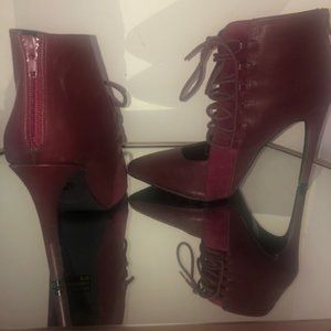 Burgundy Fall Tie-up Pumps